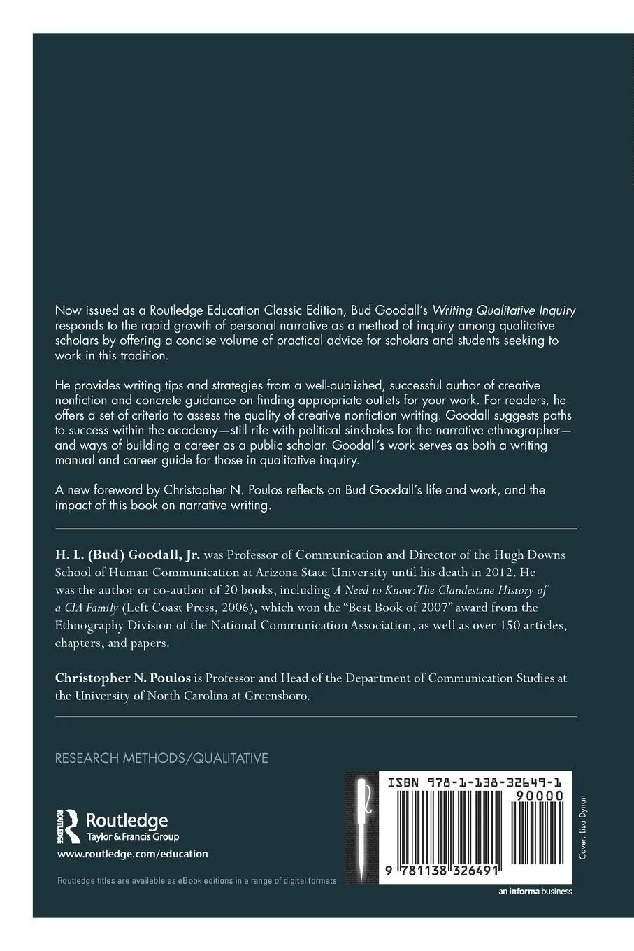 Rückseite: 9781138326491 | Writing Qualitative Inquiry | Self, Stories, and Academic Life | Jr