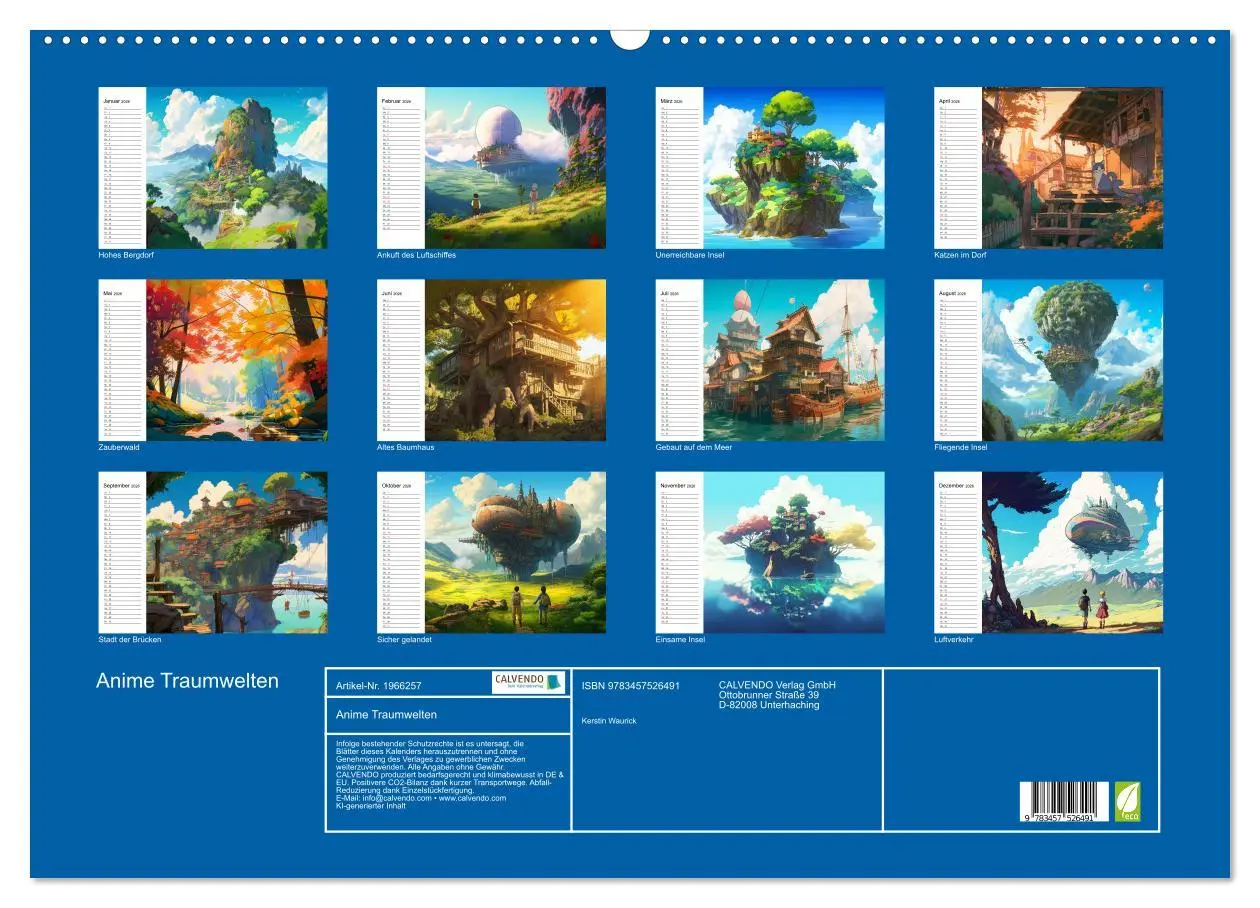 Bild: 9783457526491 | Anime Traumwelten (Wandkalender 2026 DIN A2 quer), CALVENDO...
