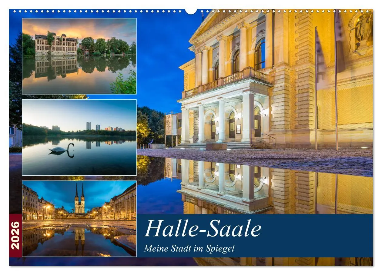 Cover: 9783457836491 | Halle-Saale - Meine Stadt im Spiegel (Wandkalender 2026 DIN A2...