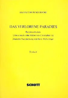 Cover: 9783795736491 | Das verlorene Paradies | Krzysztof Penderecki | Broschüre | 44 S.