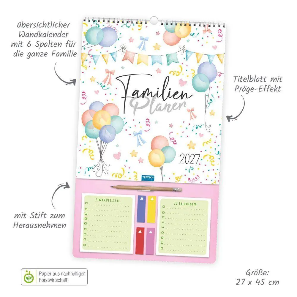 Bild: 9783988026491 | TRÖTSCH - Familienkalender Der große Familienplaner 2027 | KG | 24 S.