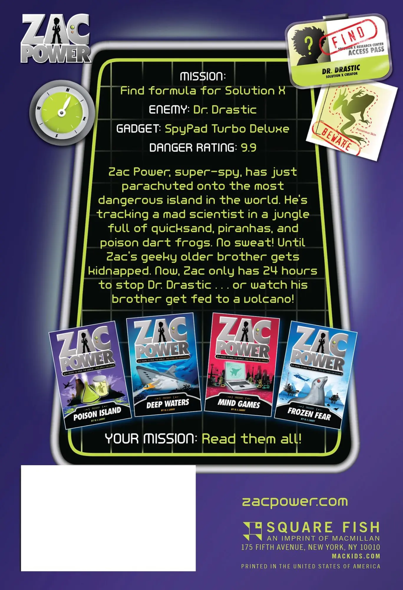 Rückseite: 9780312346591 | Zac Power #1 | Poison Island | H. I. Larry | Taschenbuch | Englisch