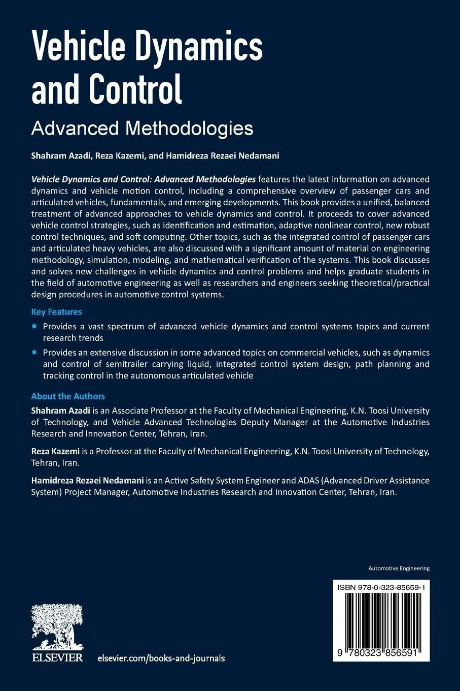 Rückseite: 9780323856591 | Vehicle Dynamics and Control | Advanced Methodologies | Azadi (u. a.)