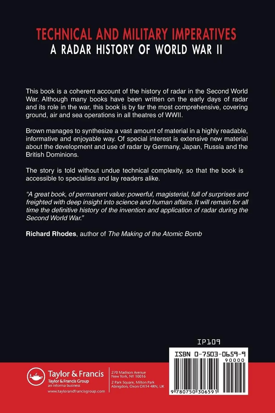 Rückseite: 9780750306591 | Technical and Military Imperatives | A Radar History of World War 2