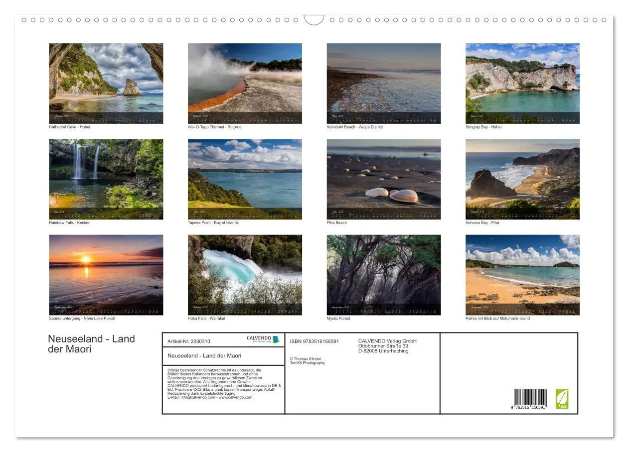 Bild: 9783516156591 | Neuseeland - Land der Maori (Wandkalender 2026 DIN A2 quer),...