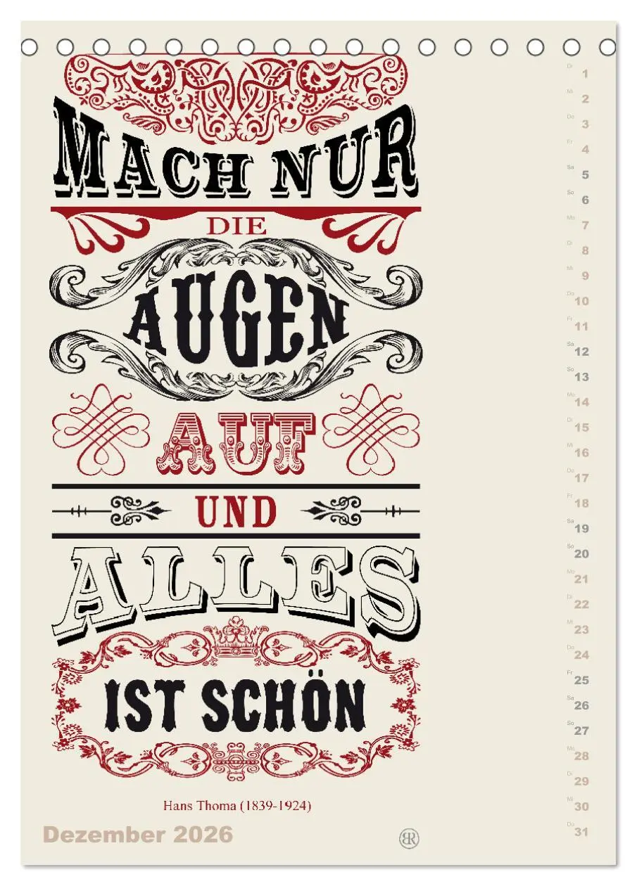 Bild: 9783516466591 | Die schönsten Lebensweisheiten Typo - Kalender (Tischkalender 2026...