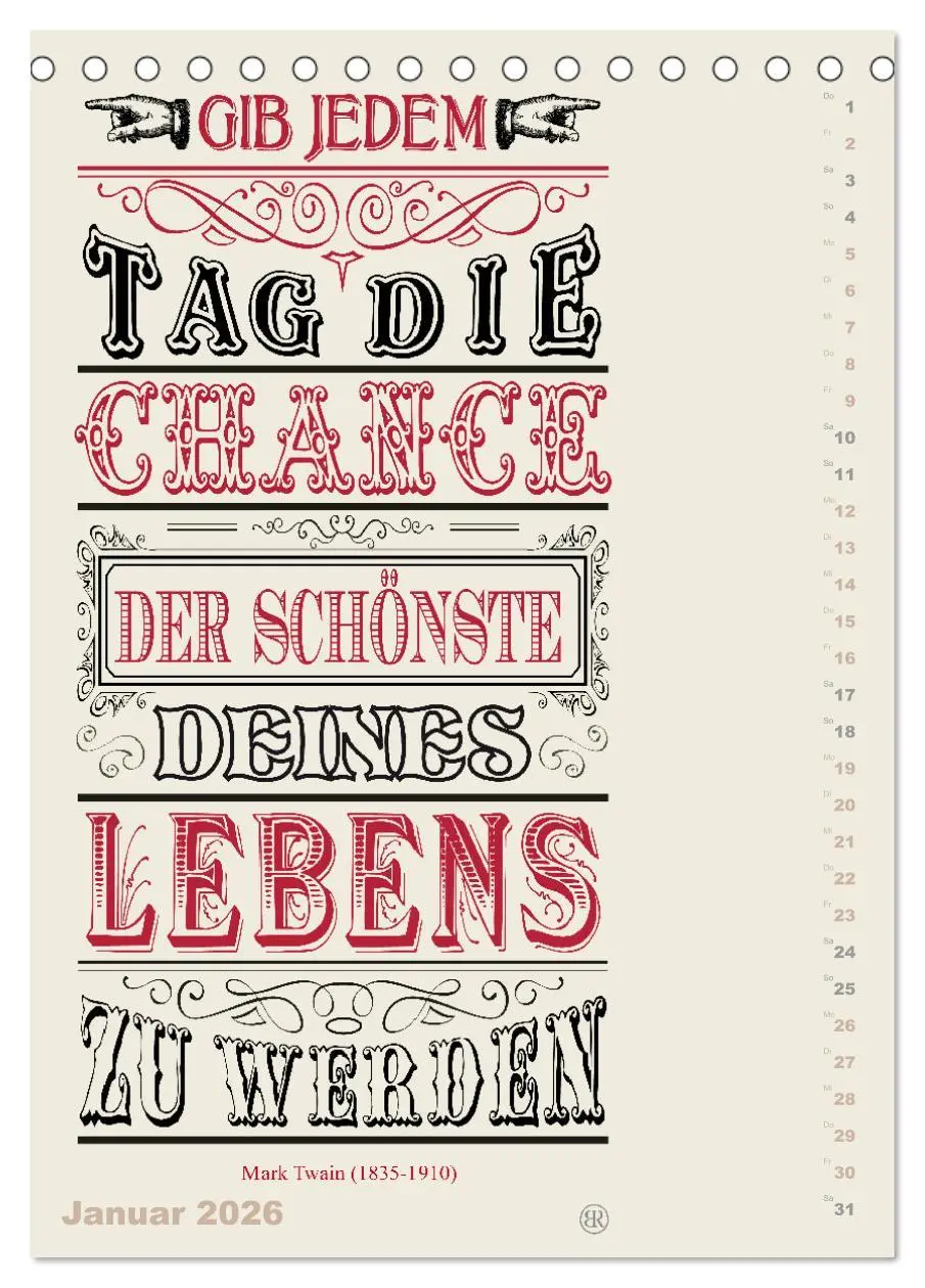 Bild: 9783516466591 | Die schönsten Lebensweisheiten Typo - Kalender (Tischkalender 2026...