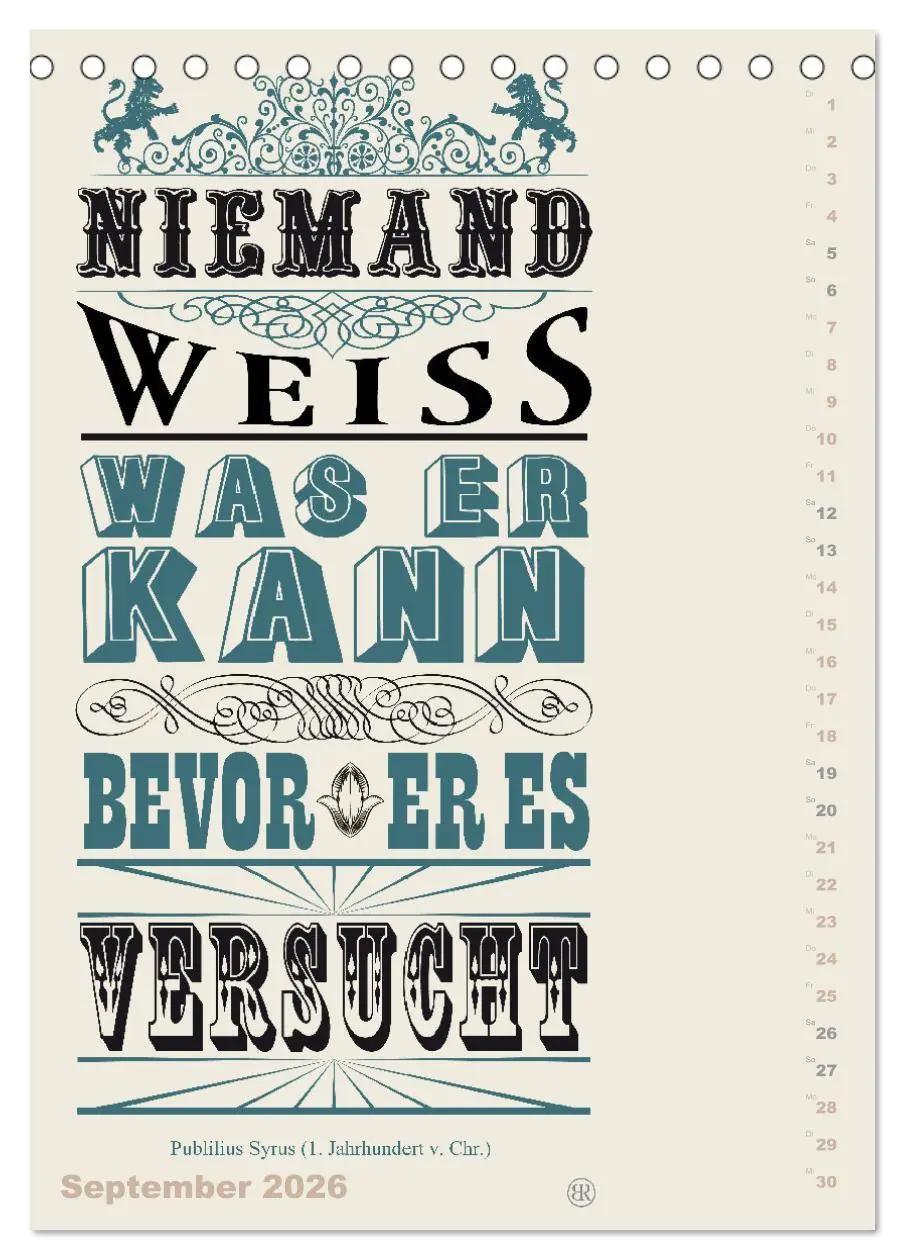 Bild: 9783516466591 | Die schönsten Lebensweisheiten Typo - Kalender (Tischkalender 2026...