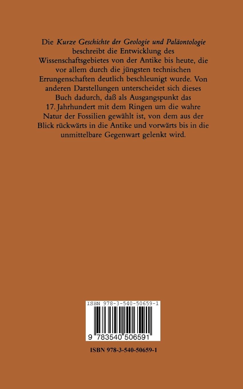 Rückseite: 9783540506591 | Kurze Geschichte der Geologie und Paläontologie | Ein Lesebuch | Buch