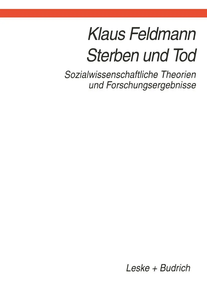 Cover: 9783810016591 | Sterben und Tod | Klaus Feldmann | Taschenbuch | 122 S. | Deutsch