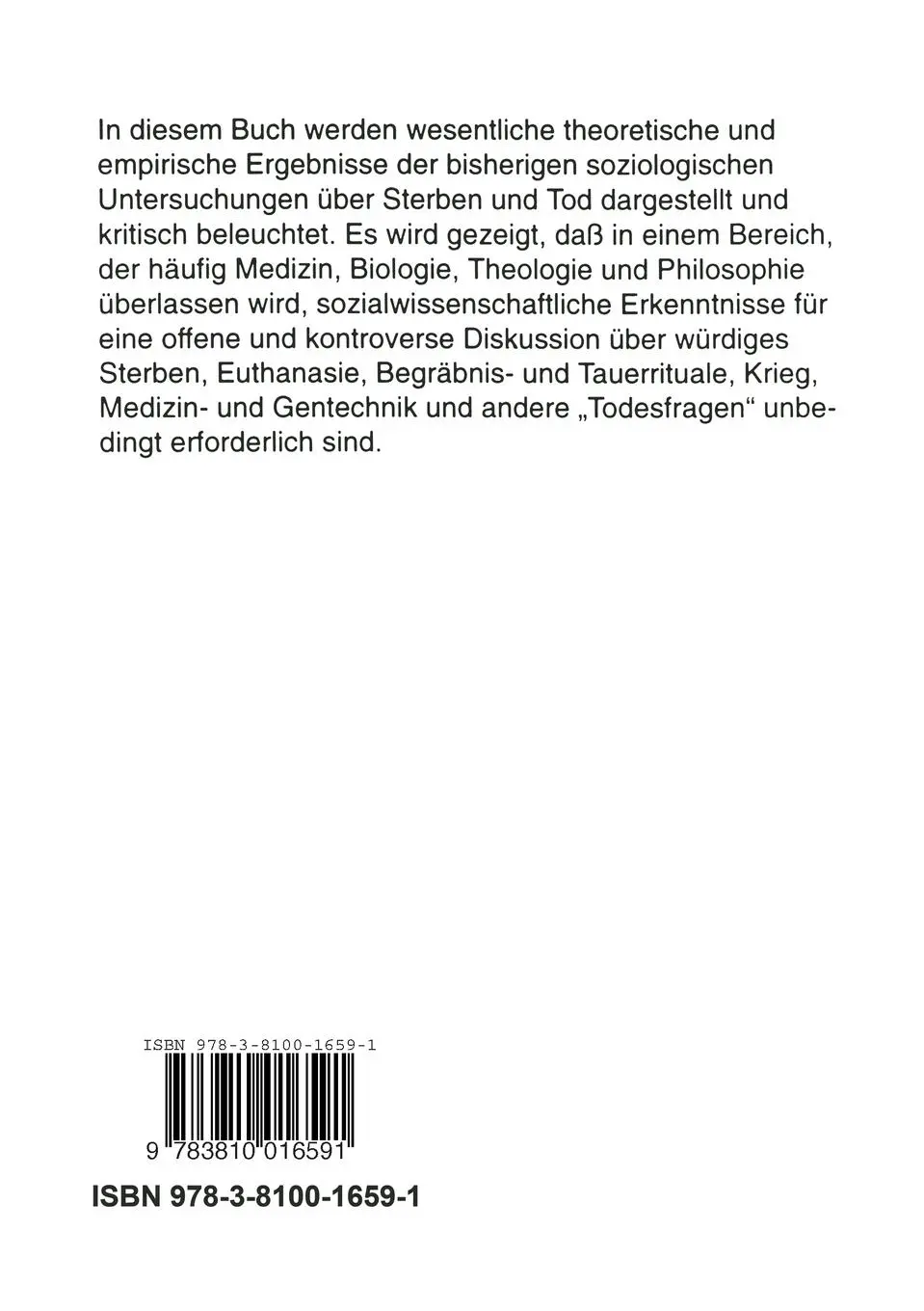 Rückseite: 9783810016591 | Sterben und Tod | Klaus Feldmann | Taschenbuch | 122 S. | Deutsch
