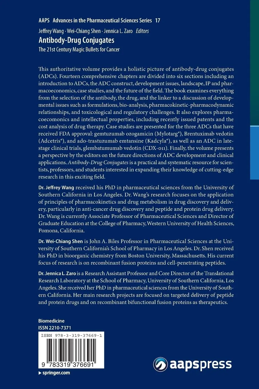 Rückseite: 9783319376691 | Antibody-Drug Conjugates | The 21st Century Magic Bullets for Cancer