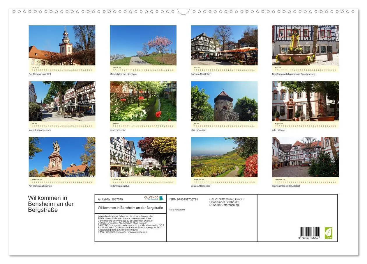 Bild: 9783457736791 | Willkommen in Bensheim an der Bergstraße (Wandkalender 2026 DIN A2...
