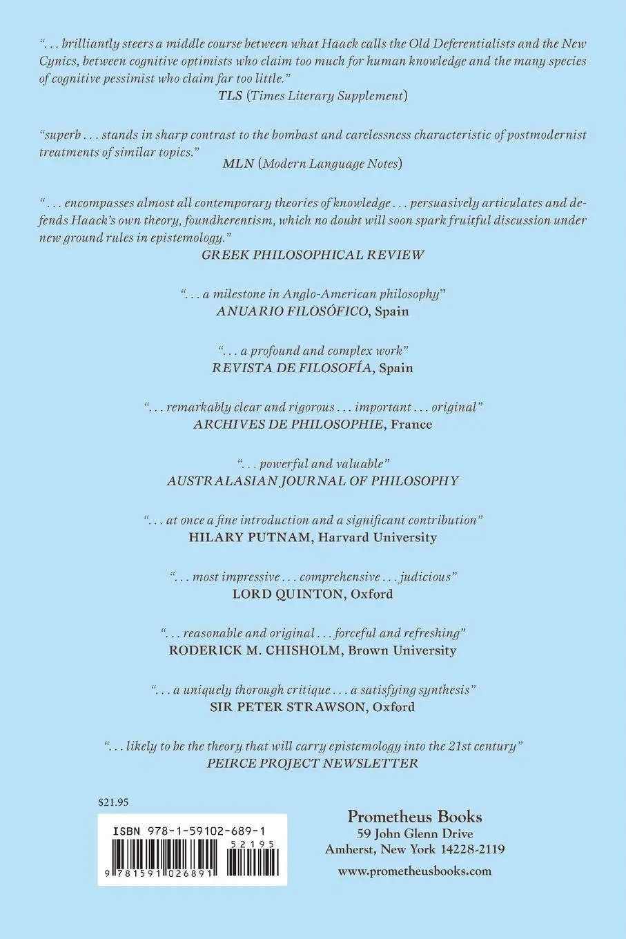Rückseite: 9781591026891 | Evidence and Inquiry | A Pragmatist Reconstruction of Epistemology