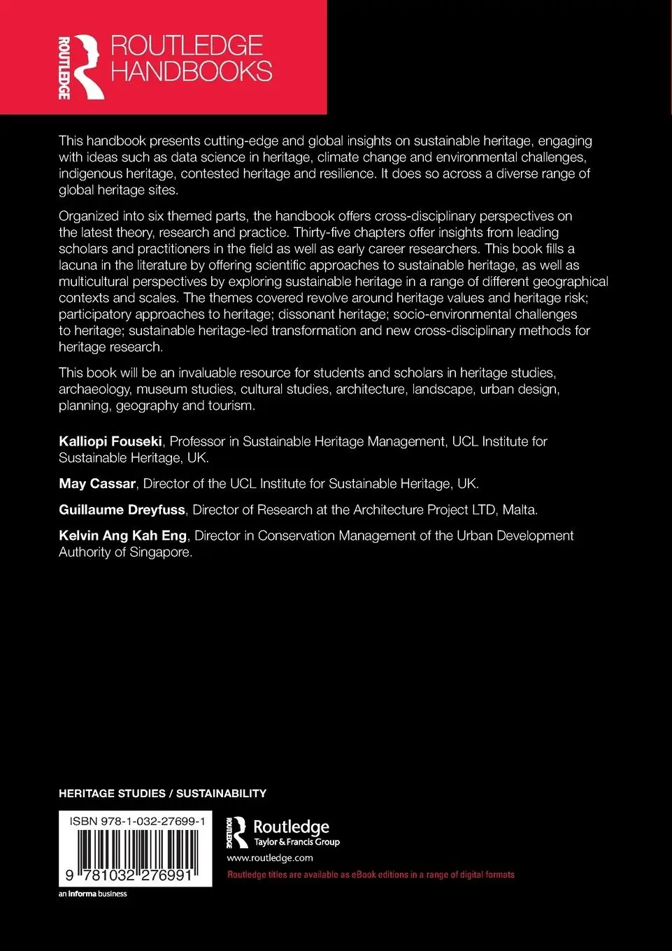 Rückseite: 9781032276991 | Routledge Handbook of Sustainable Heritage | Kalliopi Fouseki (u. a.)