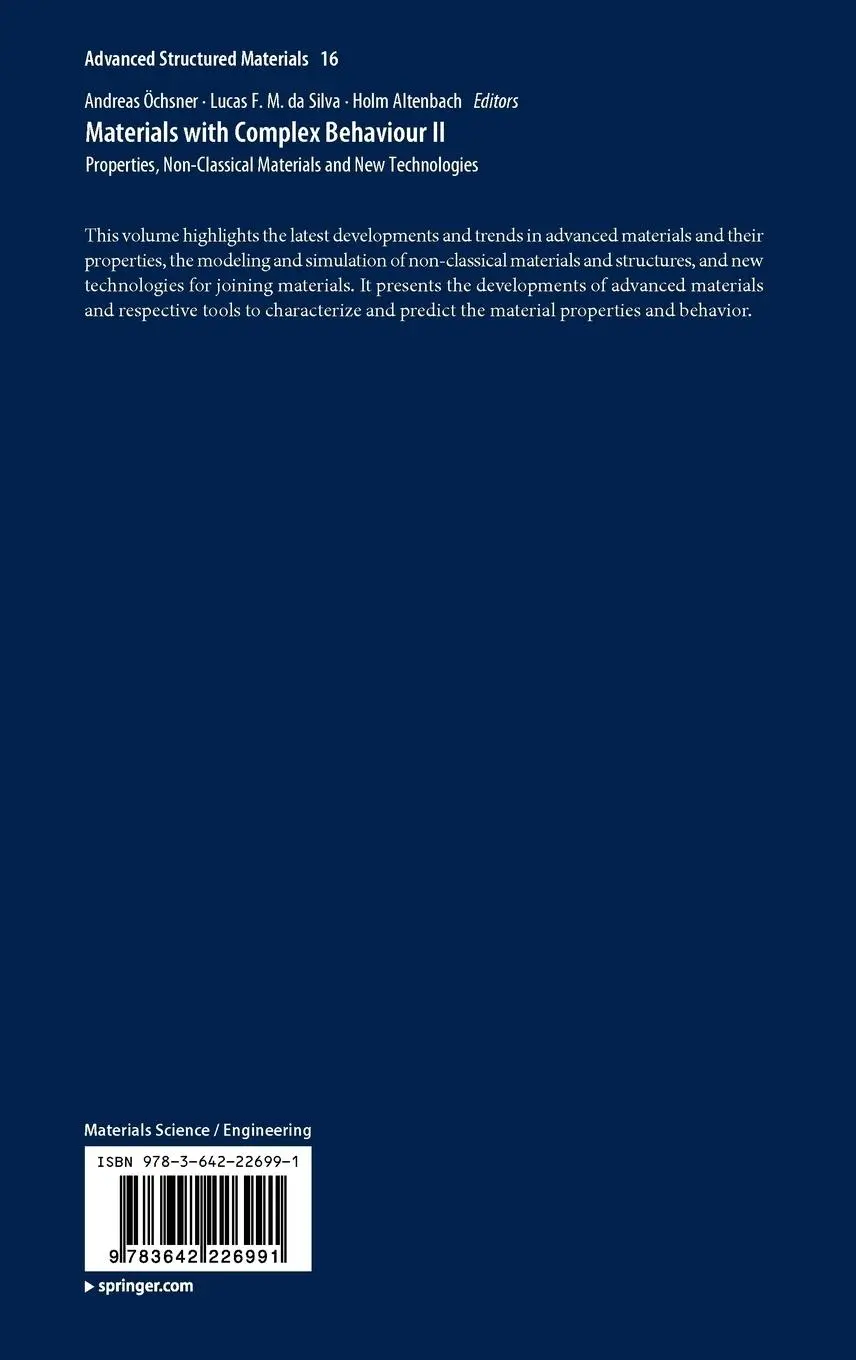 Rückseite: 9783642226991 | Materials with Complex Behaviour II | Andreas Öchsner (u. a.) | Buch