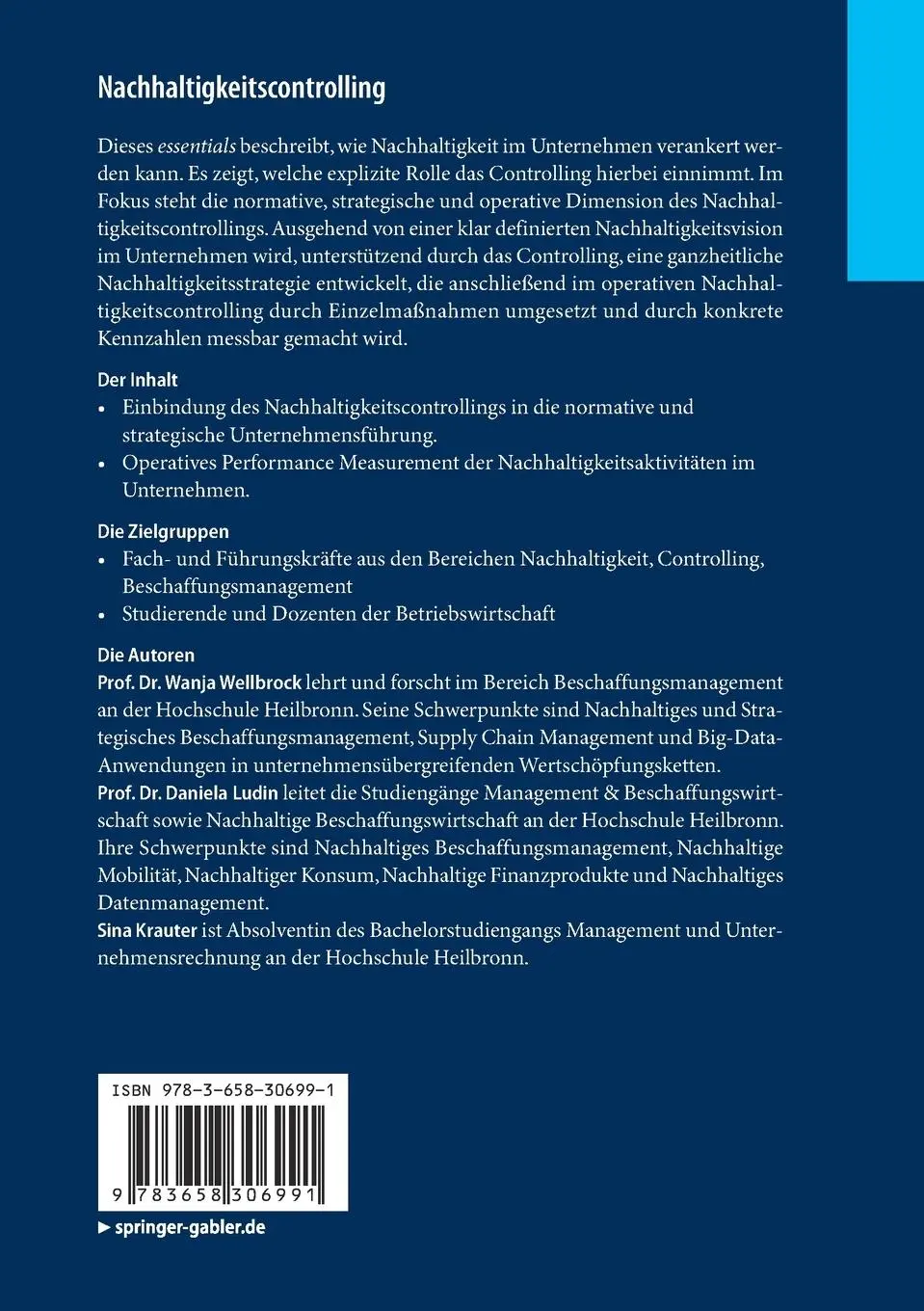 Rückseite: 9783658306991 | Nachhaltigkeitscontrolling | Wanja Wellbrock (u. a.) | Taschenbuch