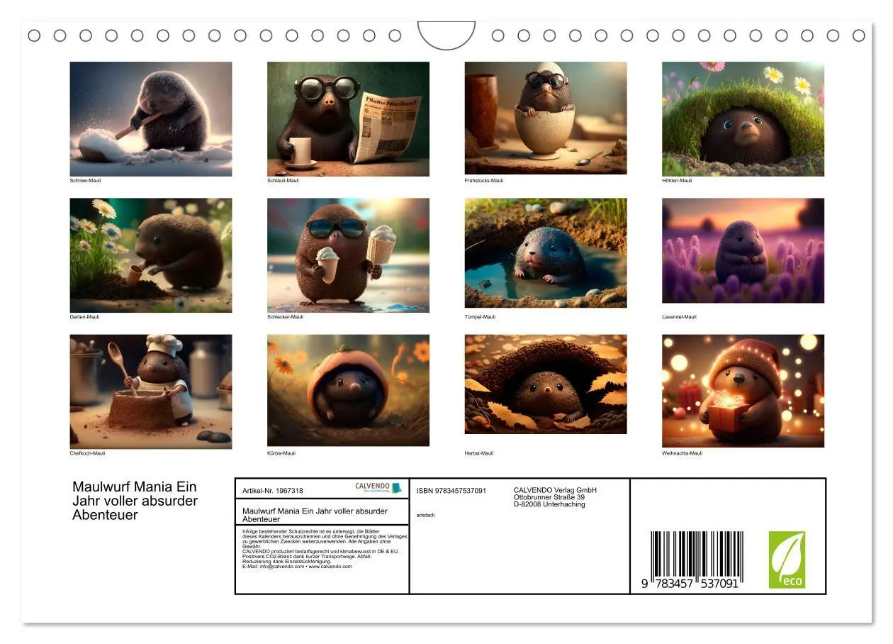 Bild: 9783457537091 | Maulwurf Mania Ein Jahr voller absurder Abenteuer (Wandkalender...