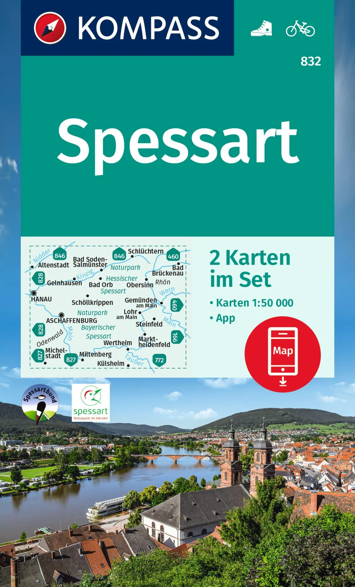 Cover: 9783991217091 | KOMPASS Wanderkarten-Set 832 Spessart (2 Karten) 1:50.000 | 2 Bde/Tle