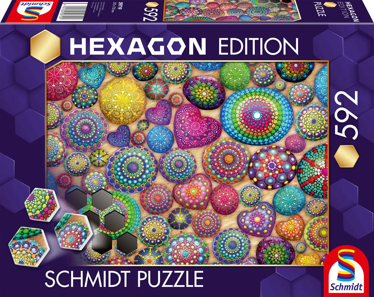 Hexagon Puzzle, Mandala-Steine, 592 Teile