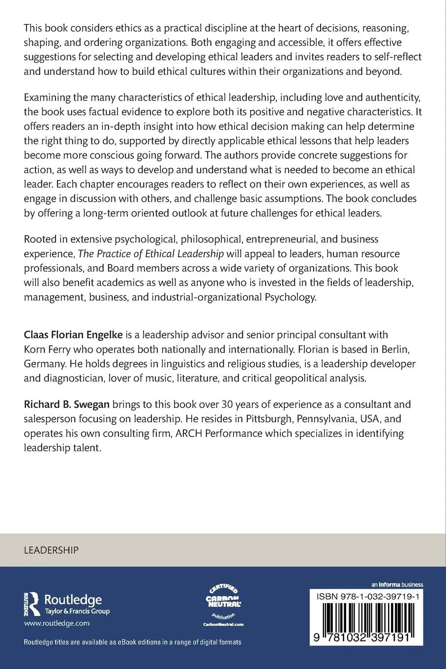 Rückseite: 9781032397191 | The Practice of Ethical Leadership | Claas Florian Engelke (u. a.)