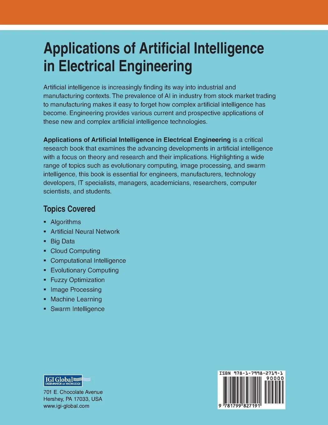 Rückseite: 9781799827191 | Applications of Artificial Intelligence in Electrical Engineering