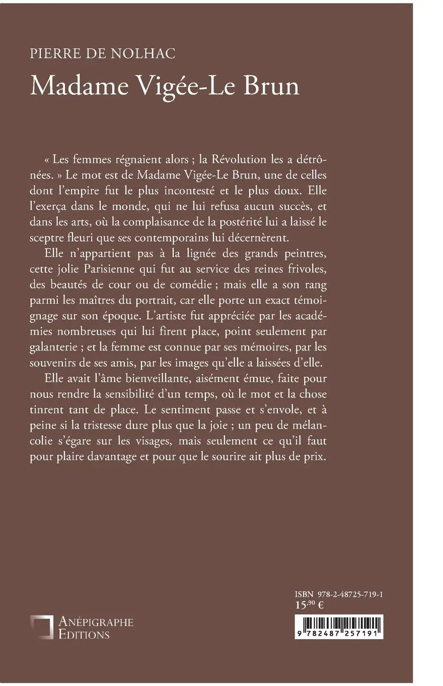 Rückseite: 9782487257191 | Madame Vigée-Le Brun | Avec illustrations | Pierre De Nolhac | Buch