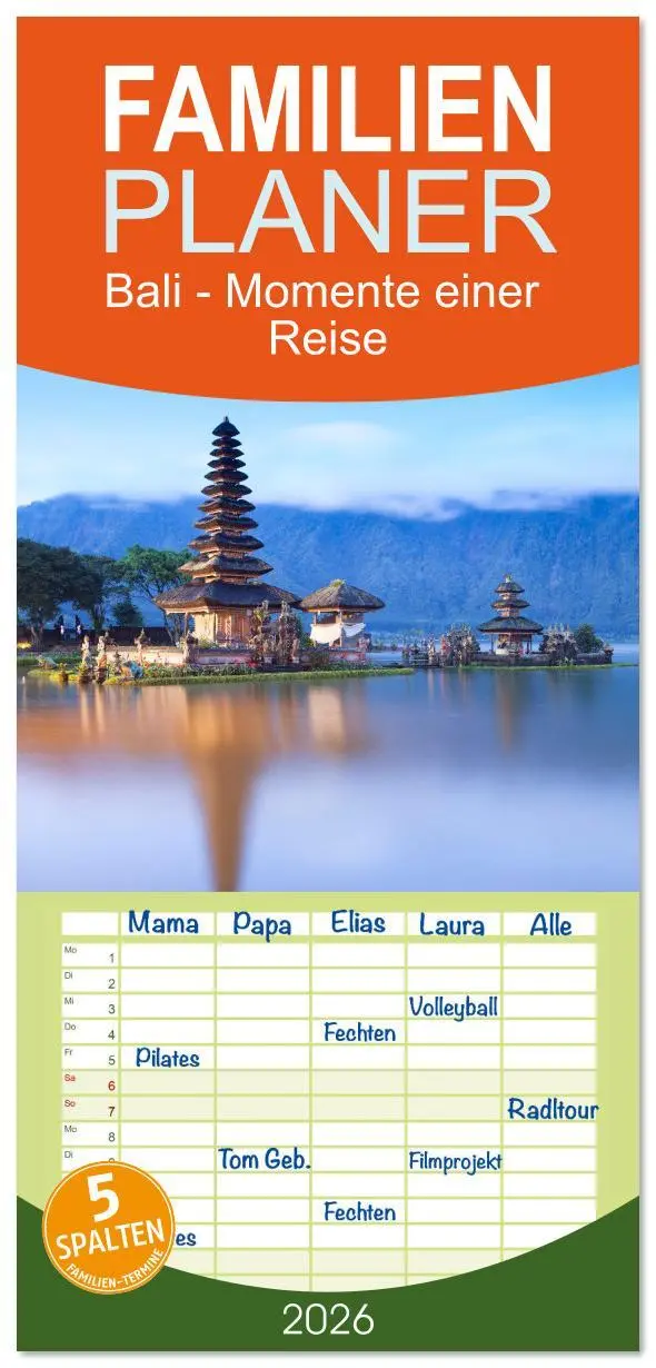 Cover: 9783516617191 | Familienplaner 2026 - Bali - Momente einer Reise mit 5 Spalten...
