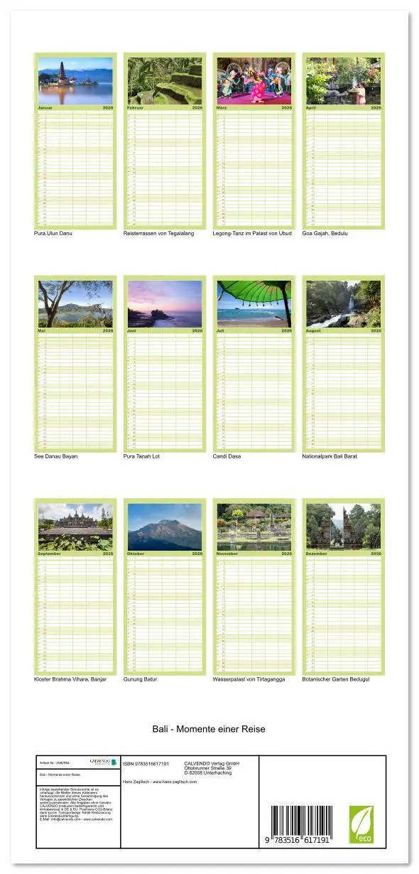 Bild: 9783516617191 | Familienplaner 2026 - Bali - Momente einer Reise mit 5 Spalten...