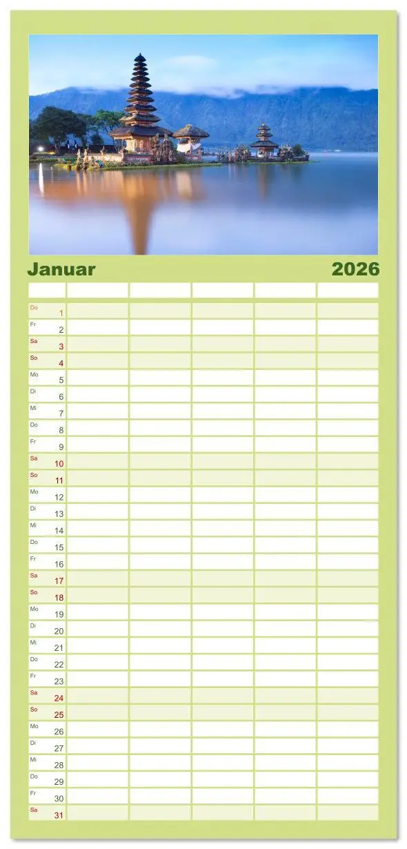 Bild: 9783516617191 | Familienplaner 2026 - Bali - Momente einer Reise mit 5 Spalten...
