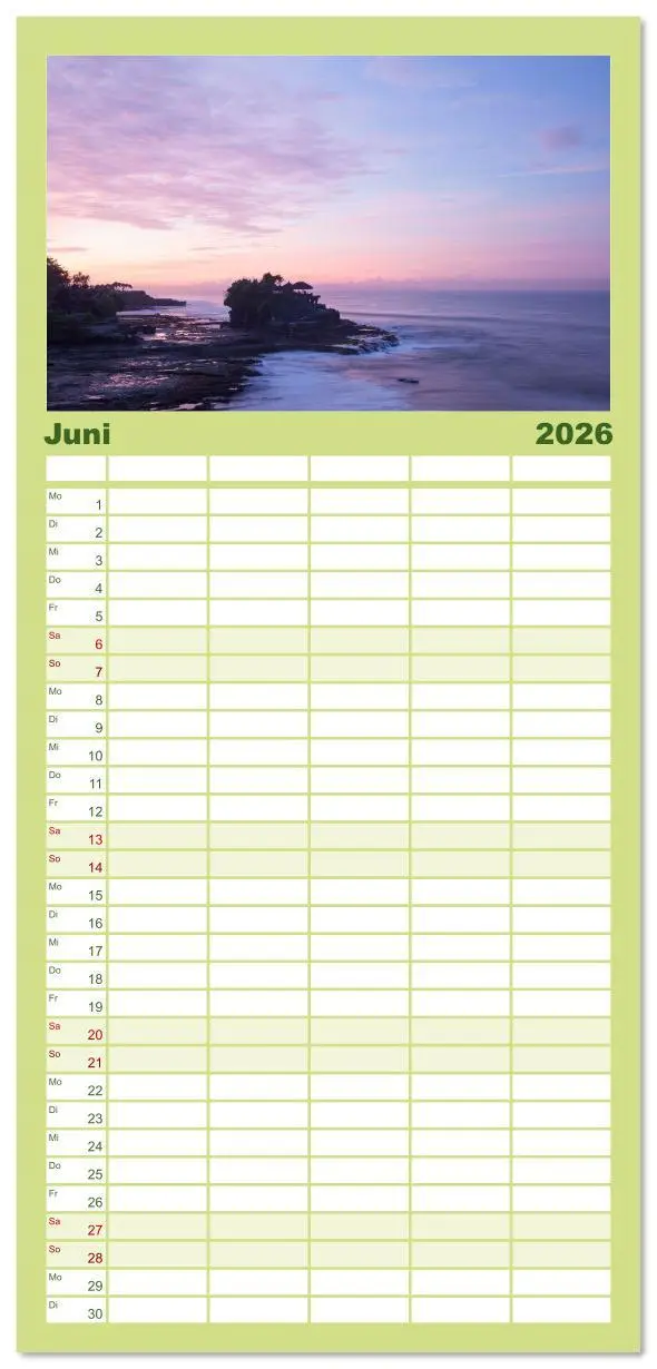 Bild: 9783516617191 | Familienplaner 2026 - Bali - Momente einer Reise mit 5 Spalten...