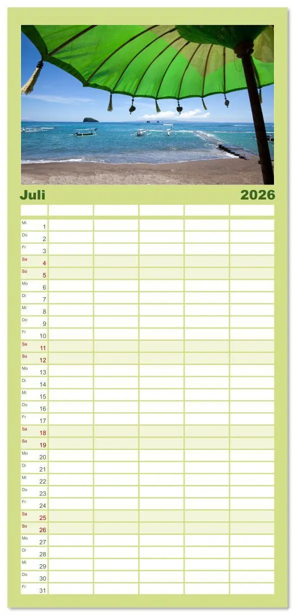 Bild: 9783516617191 | Familienplaner 2026 - Bali - Momente einer Reise mit 5 Spalten...