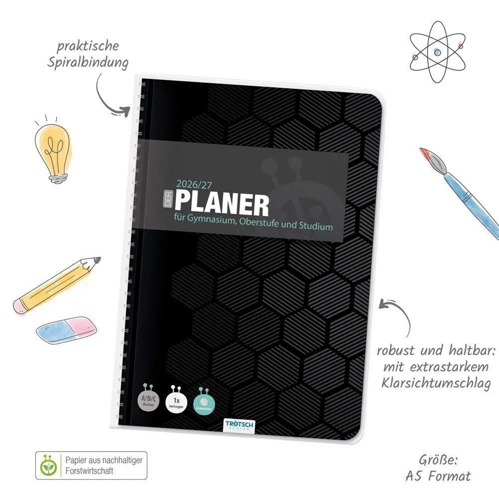 Bild: 9783988027191 | TRÖTSCH - Gymnasialplaner Dark 26/27 | Trötsch Verlag GmbH &amp; Co. KG