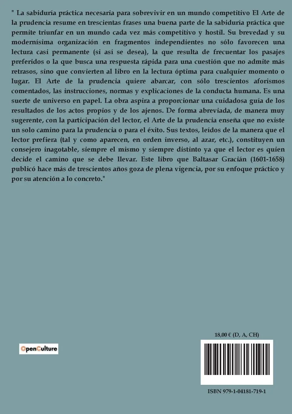 Rückseite: 9791041817191 | El arte de la prudencia | Baltasar Gracian | Taschenbuch | Spanisch