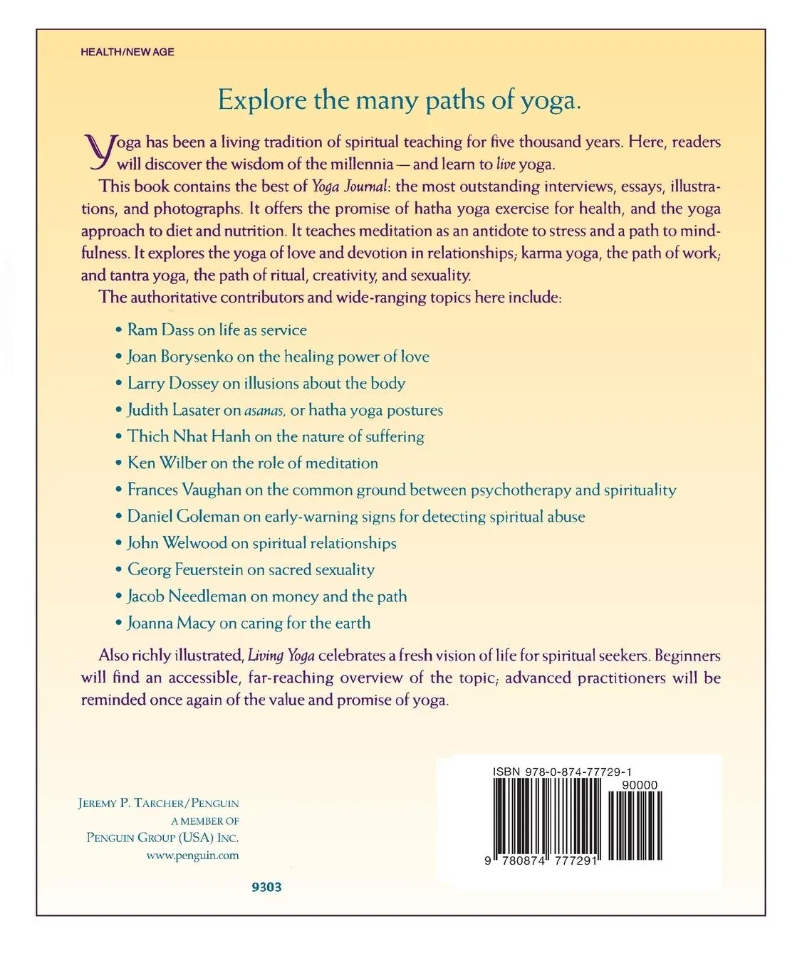 Rückseite: 9780874777291 | Living Yoga | A Comprehensive Guide for Daily Life | Georg Feuerstein