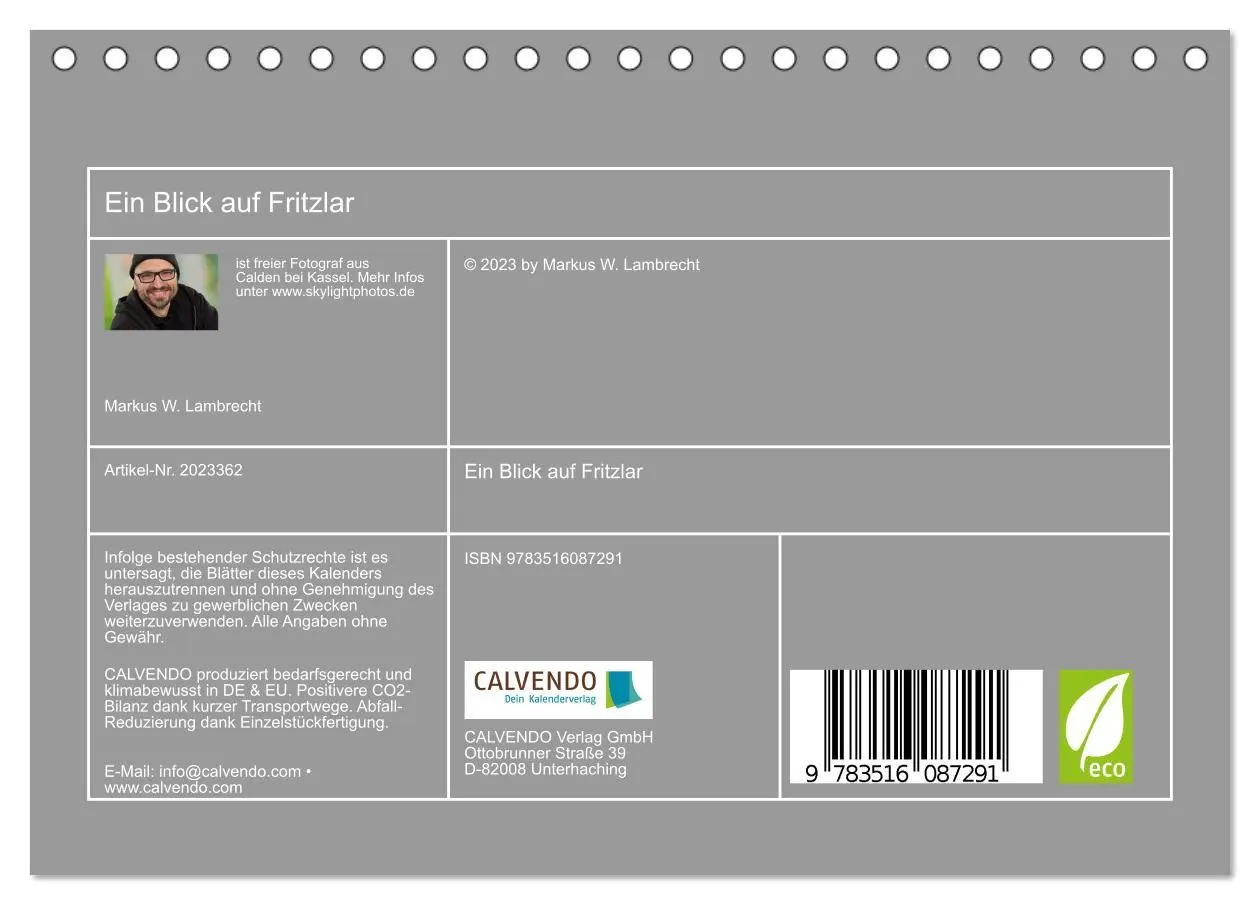 Bild: 9783516087291 | Ein Blick auf Fritzlar (Tischkalender 2026 DIN A5 quer), CALVENDO...