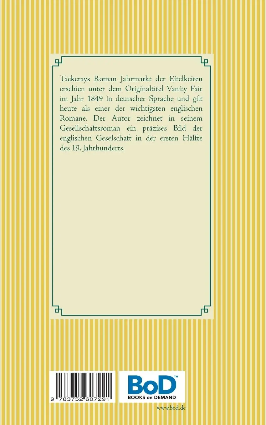 Rückseite: 9783752607291 | Jahrmarkt der Eitelkeiten | Band 106 | William Makepeace Thackeray