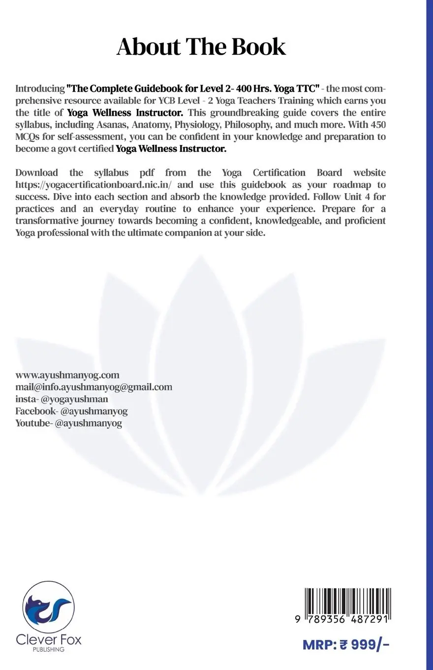 Rückseite: 9789356487291 | Complete Guidebook For YCB Level 2 Yoga TTC | Yoga Wellness Instructor