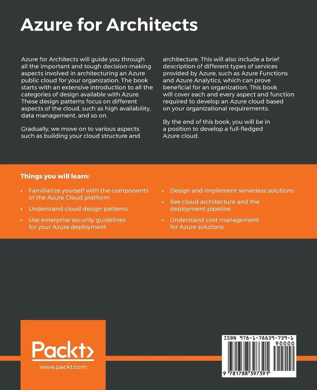 Rückseite: 9781788397391 | Azure for Architects | Ritesh Modi | Taschenbuch | Englisch | 2017