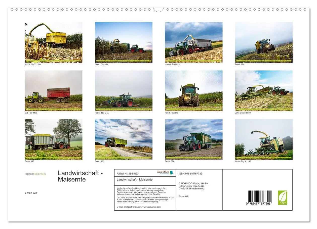 Bild: 9783457677391 | Landwirtschaft - Maisernte (hochwertiger Premium Wandkalender 2026...