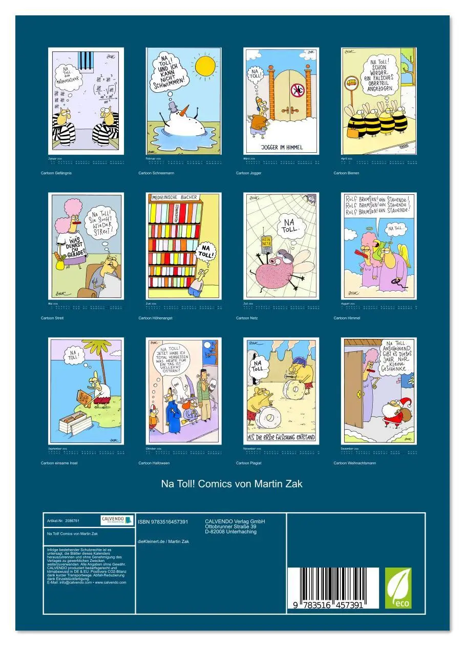 Bild: 9783516457391 | Na Toll! Comics von Martin Zak (Wandkalender 2026 DIN A4 hoch),...