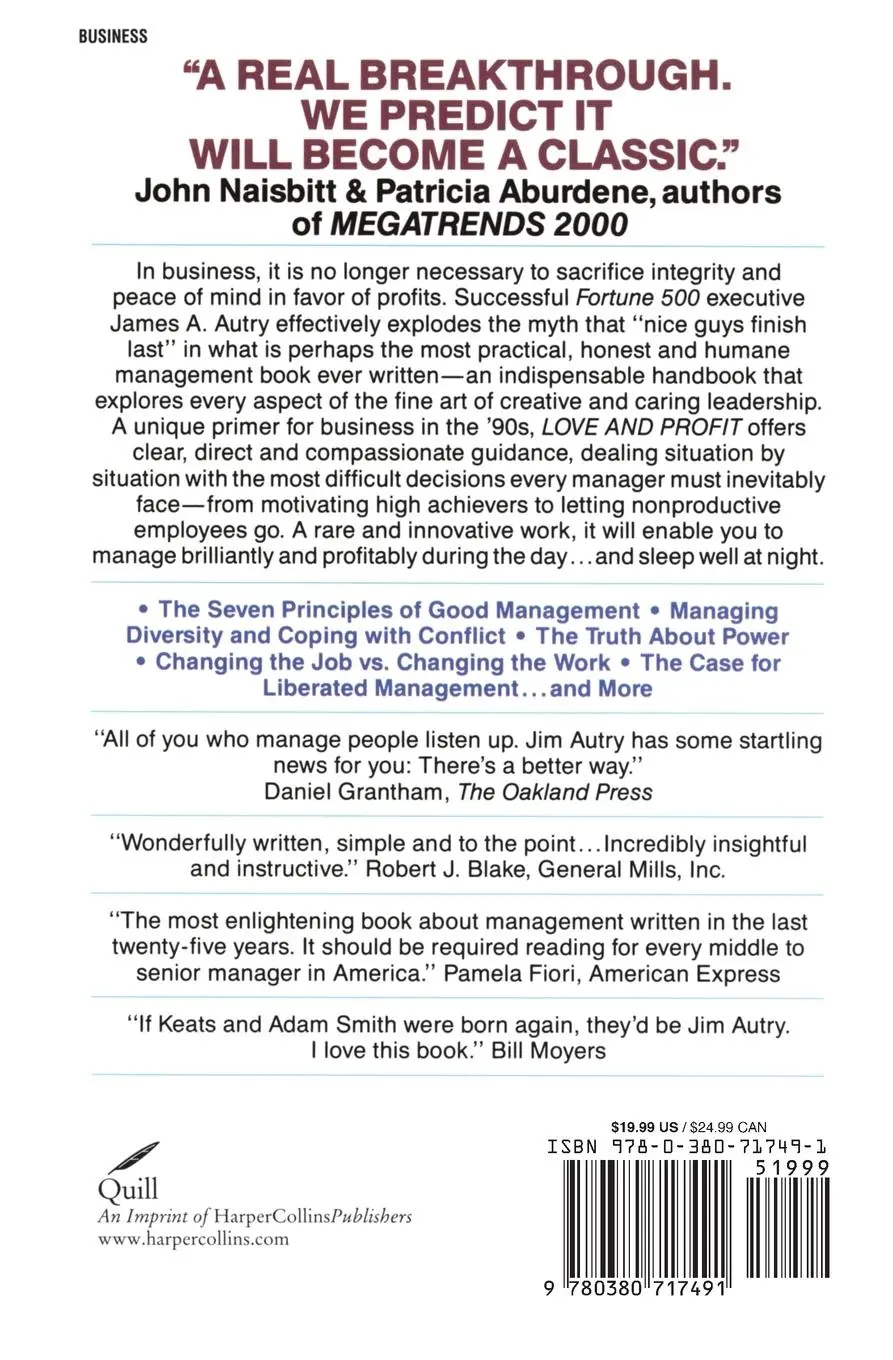 Rückseite: 9780380717491 | Love and Profit | The Art of Caring Leadership | James A Autry | Buch
