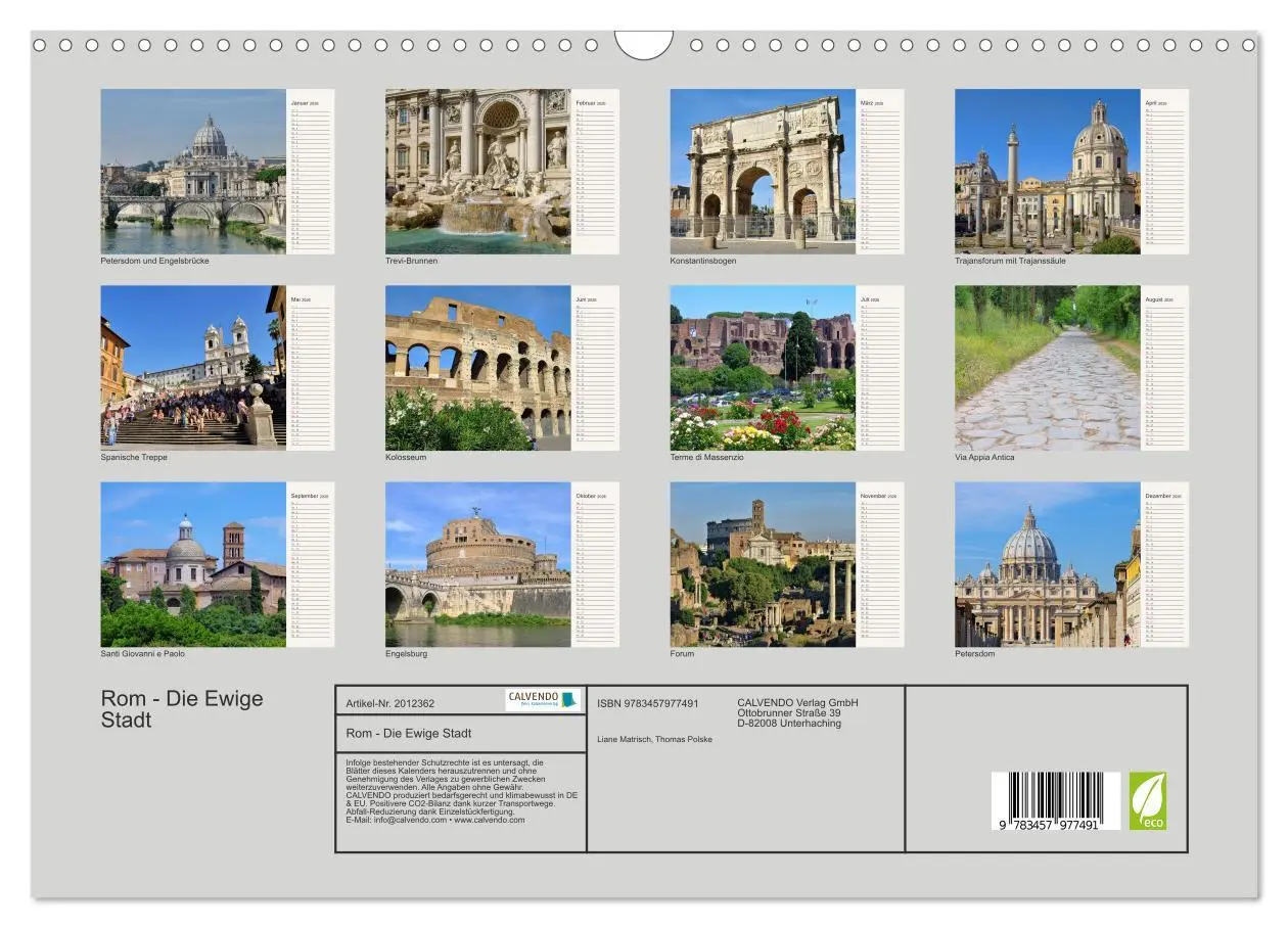 Bild: 9783457977491 | Rom - Die Ewige Stadt (Wandkalender 2026 DIN A3 quer), CALVENDO...