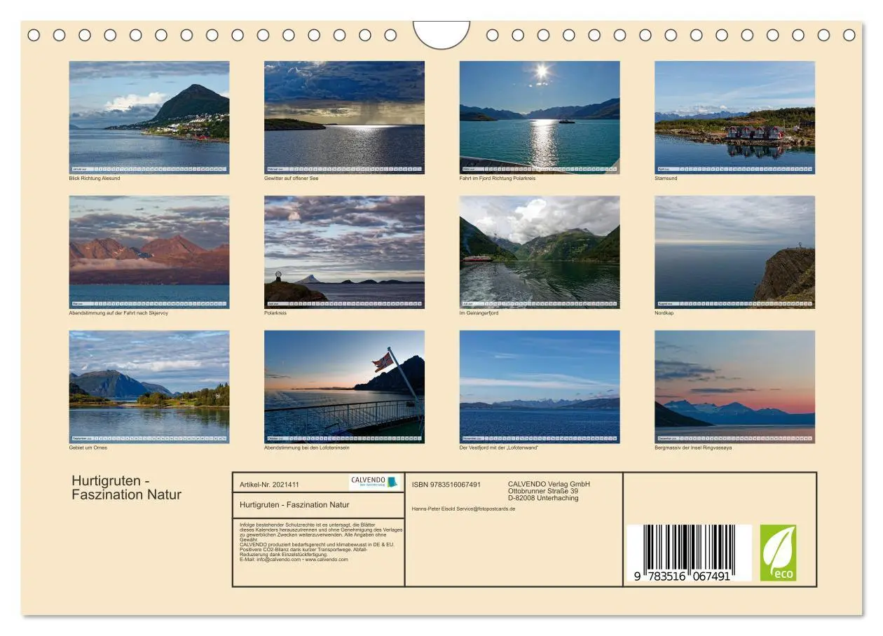 Bild: 9783516067491 | Hurtigruten - Faszination Natur (Wandkalender 2026 DIN A4 quer),...