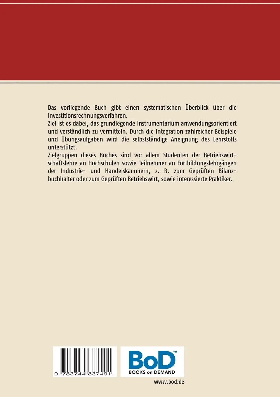 Rückseite: 9783744837491 | Investitionsrechnungsverfahren kompakt | Lutz Völker (u. a.) | Buch