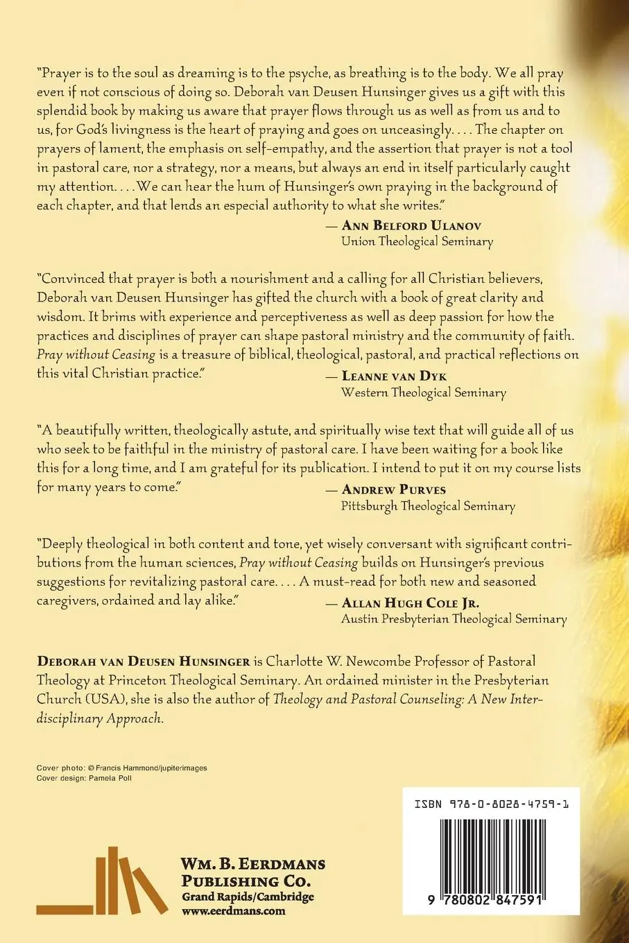 Rückseite: 9780802847591 | Pray Without Ceasing | Revitalizing Pastoral Care | Hunsinger | Buch