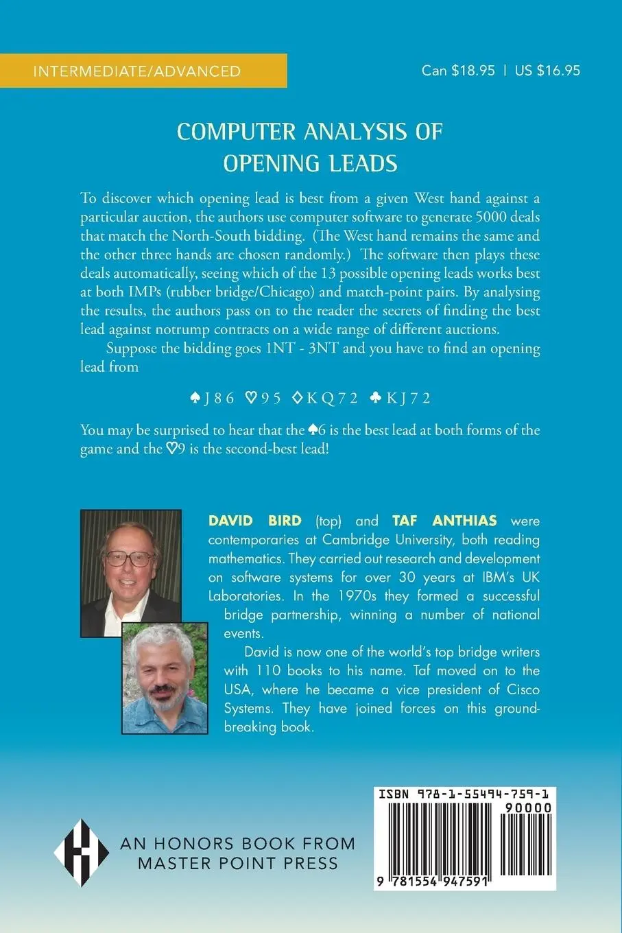 Rückseite: 9781554947591 | Winning Notrump Leads | David Bird (u. a.) | Taschenbuch | Englisch
