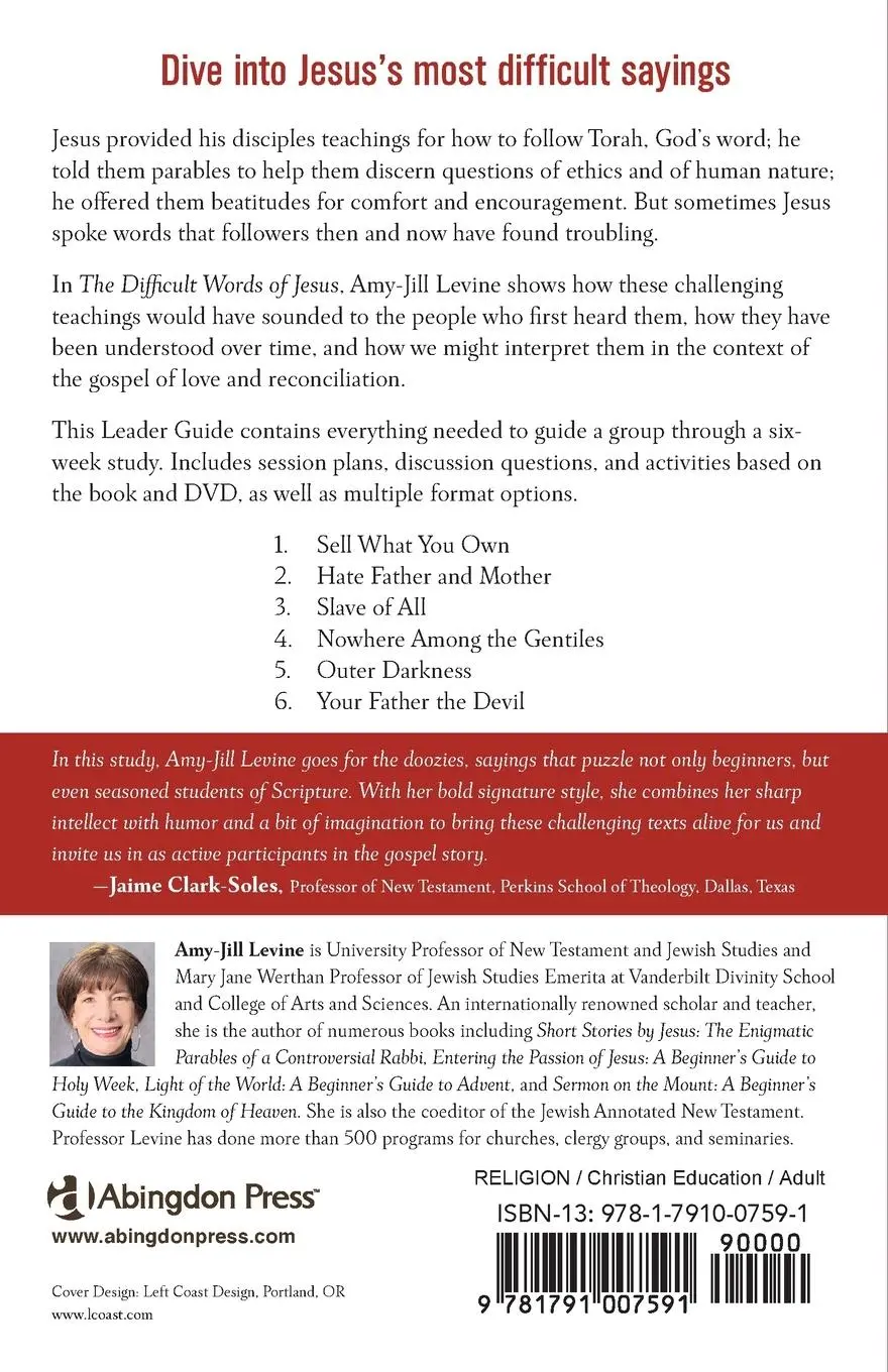 Rückseite: 9781791007591 | The Difficult Words of Jesus Leader Guide | Amy-Jill Levine | Buch