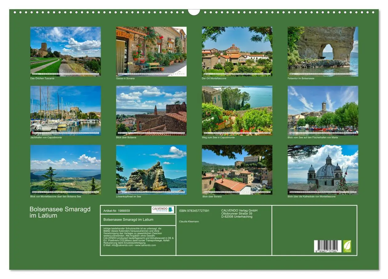 Bild: 9783457727591 | Bolsenasee Smaragd im Latium (Wandkalender 2026 DIN A2 quer),...