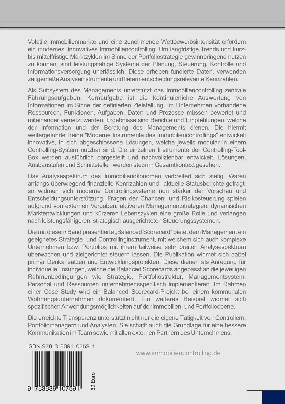 Rückseite: 9783839107591 | Moderne Instrumente des Immobiliencontrollings III | Metzner (u. a.)